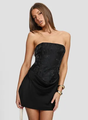Hot Pick Jenevieve Strapless Drape Mini Dress Black