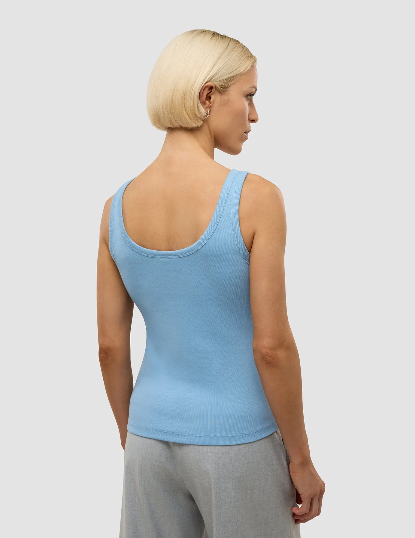 Women's Rib Tank Top Blissful Blue MoistureControl Fabric