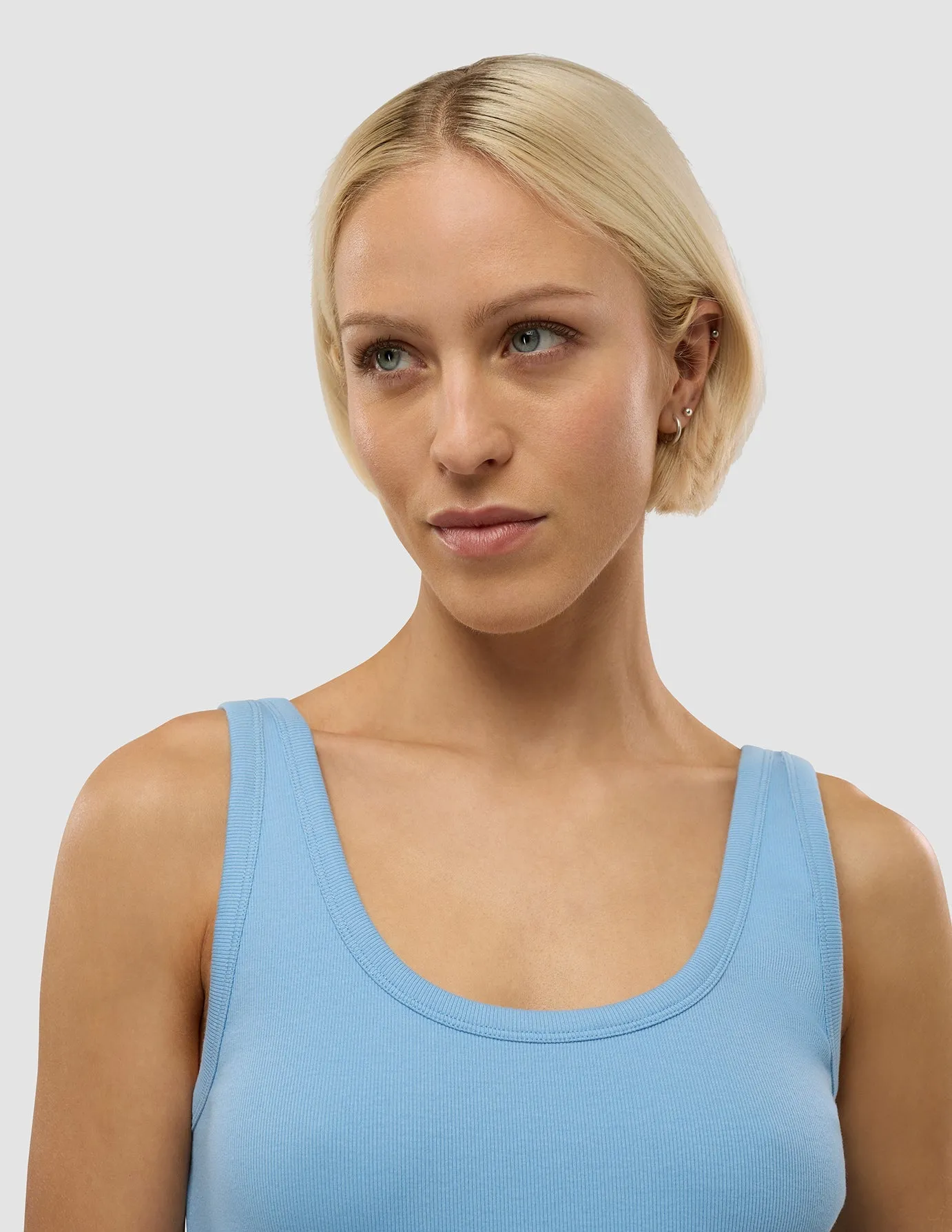 Women's Rib Tank Top Blissful Blue Scandi Clean Green Soul