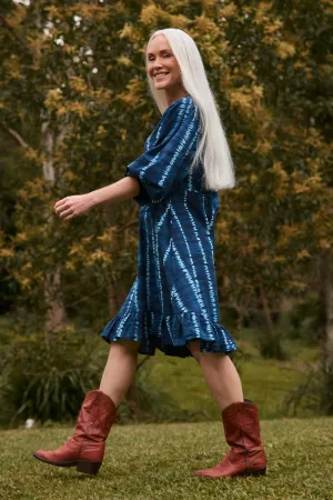 VentilatedKnit Bonnie Short Umbrella Dress in Shibori Echo