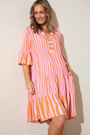 Scout Tiered Dress in Coral Spring Future Glow