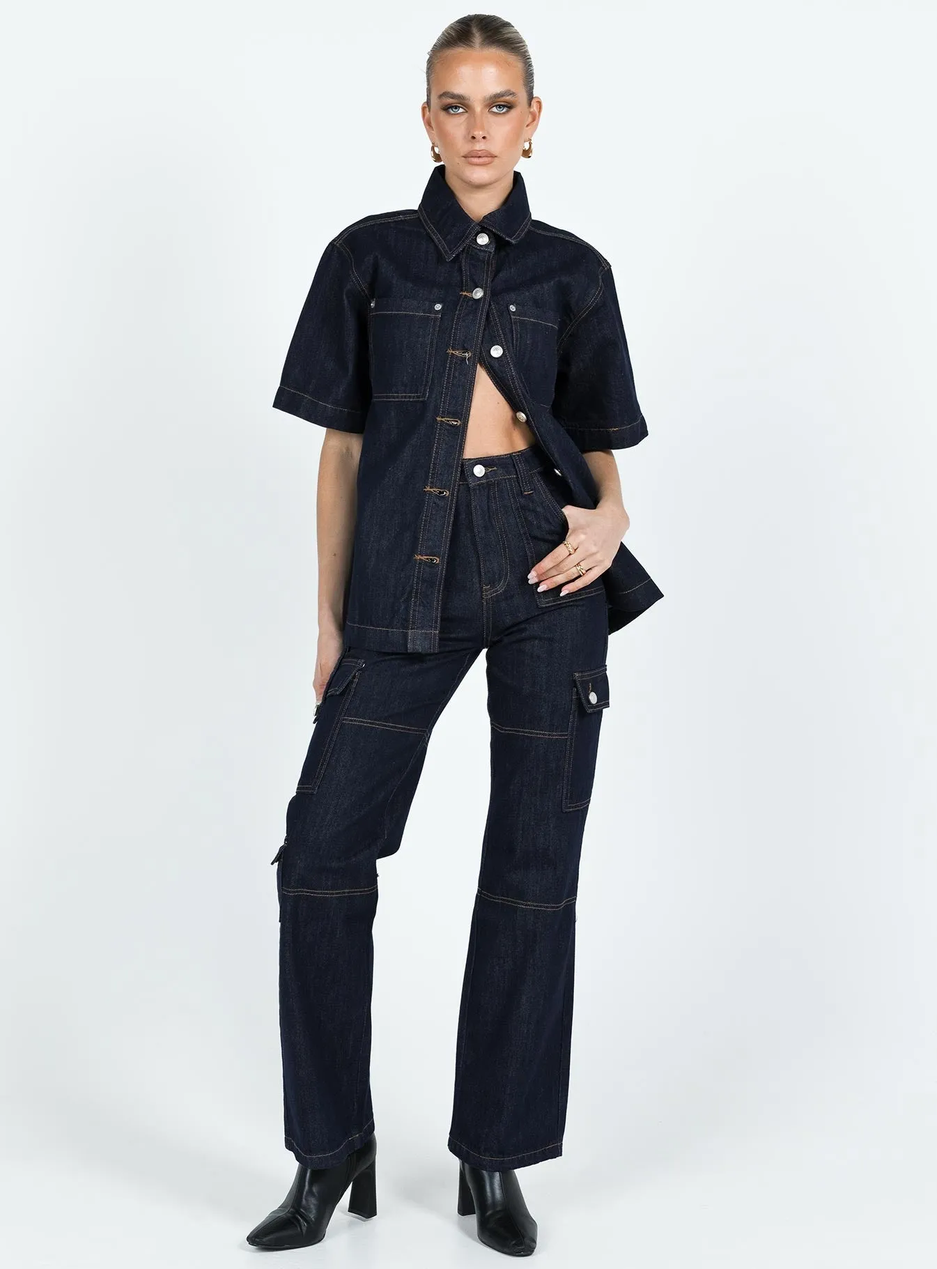 Year Round Light Wear Whitaker Cargo Jeans Dark Denim