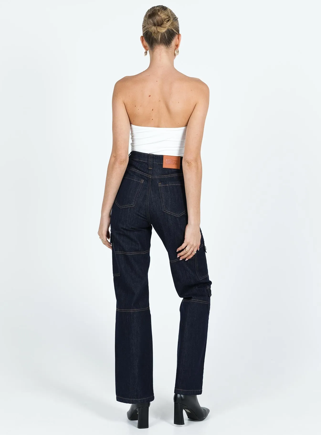 Effortless Choice Whitaker Cargo Jeans Dark Denim