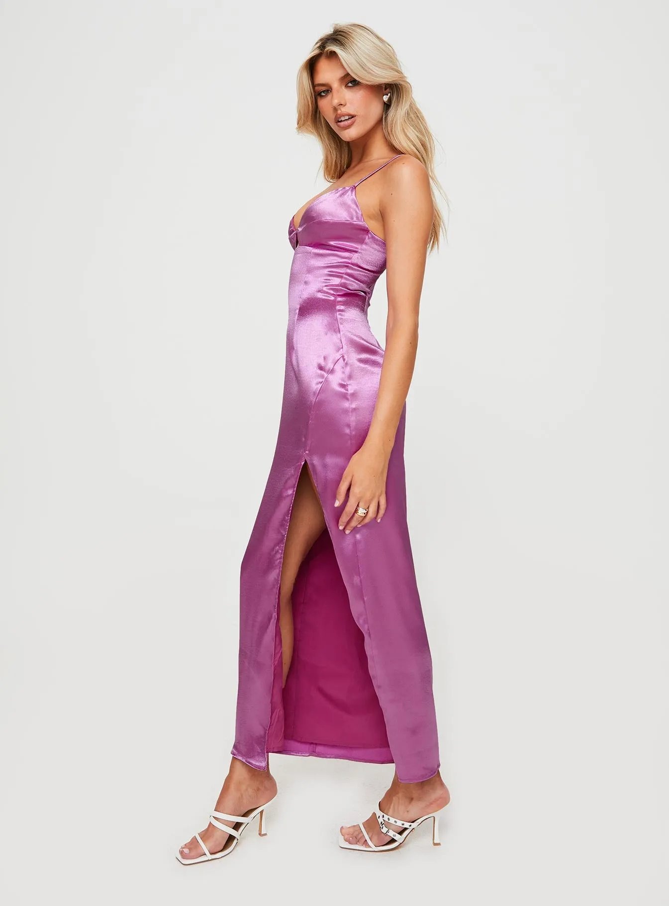 Amandine Maxi Dress Pink Deep V