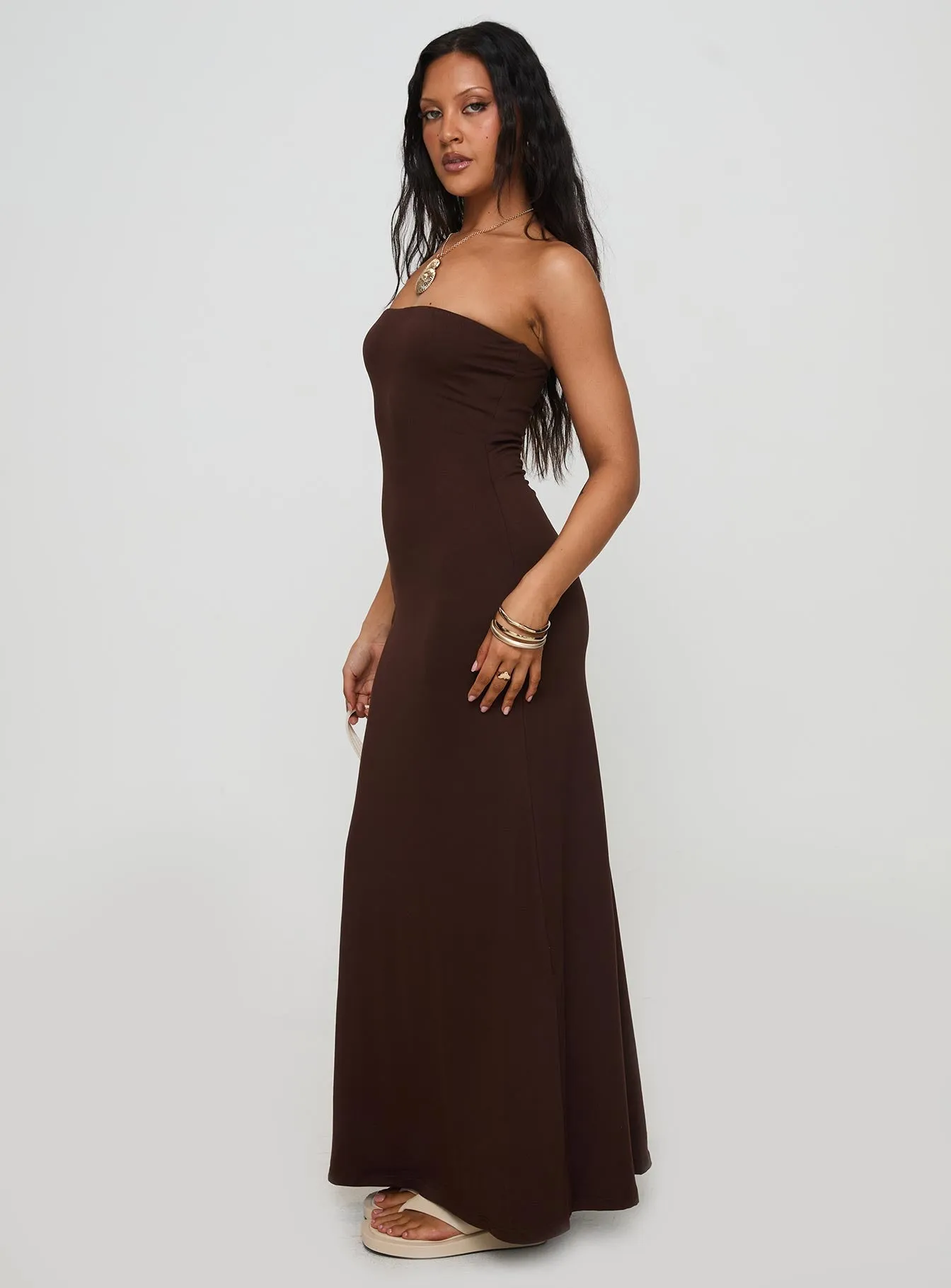 Bellaire Strapless Maxi Dress Brown Desert Air