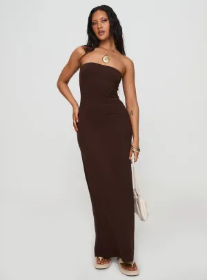 Winter Soft Bellaire Strapless Maxi Dress Brown