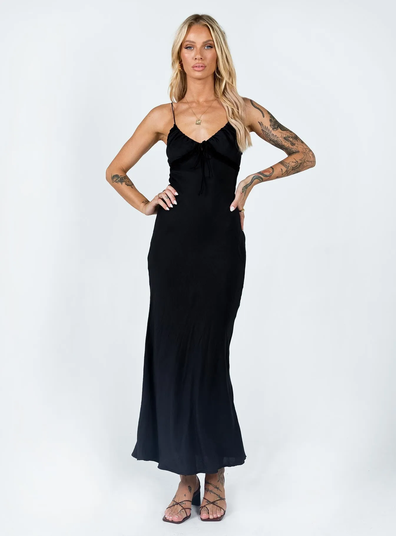 Sailing Day Petal Rain Emily Maxi Dress Black