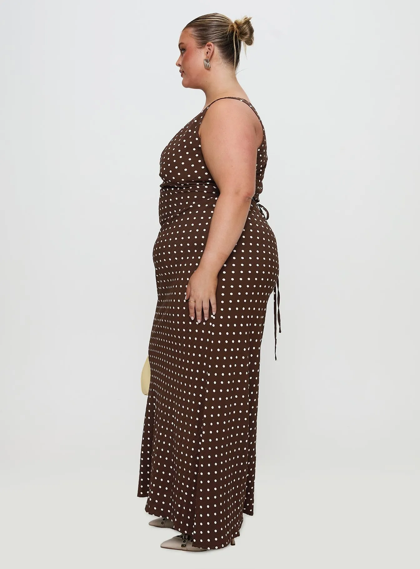 Silver Glow Desert Glow Nellie Maxi Dress Brown Polka Dot Curve