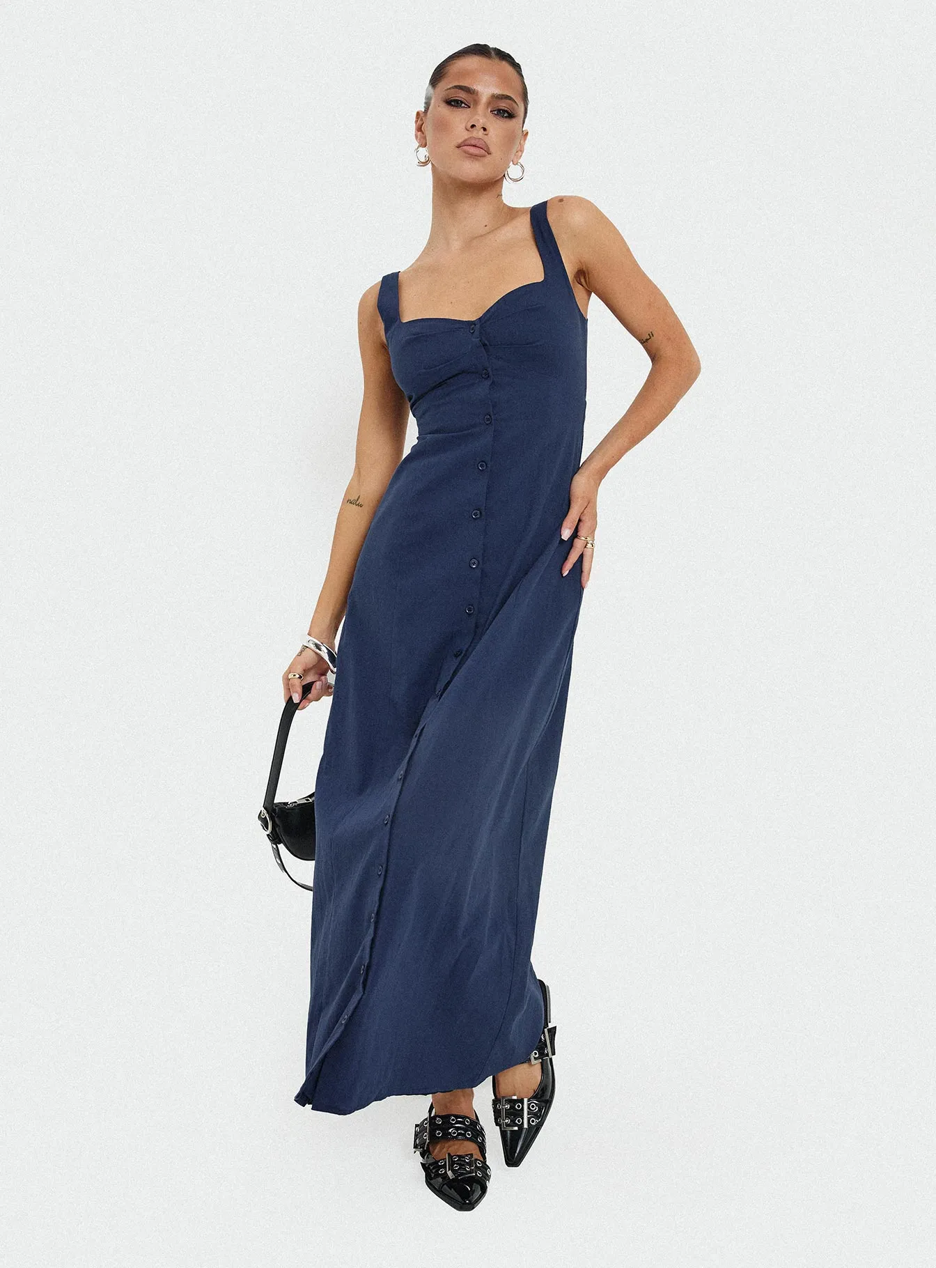 Pine Path Sun shield Vaugn Maxi Dress Navy