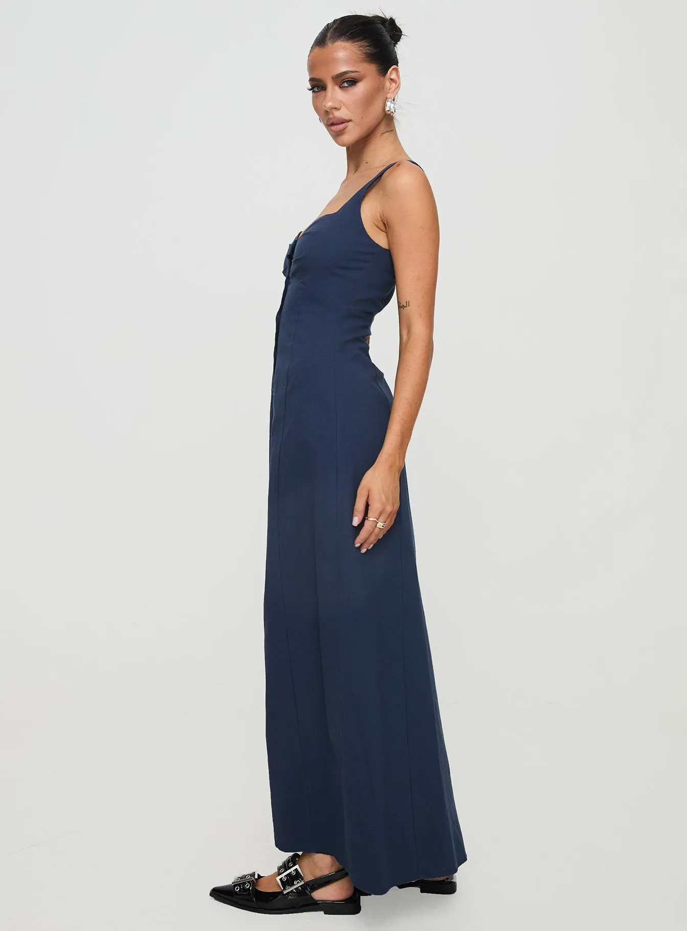 Vaugn Maxi Dress Navy Glass Glow Cliff Path