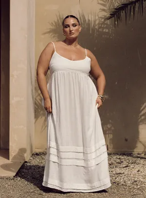 Wave Crest Milden Linen Blend Maxi Dress White Curve