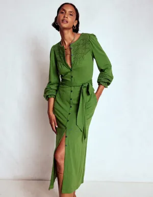 Quick Layer Pippa Broderie Jersey Dress-Promenade Green