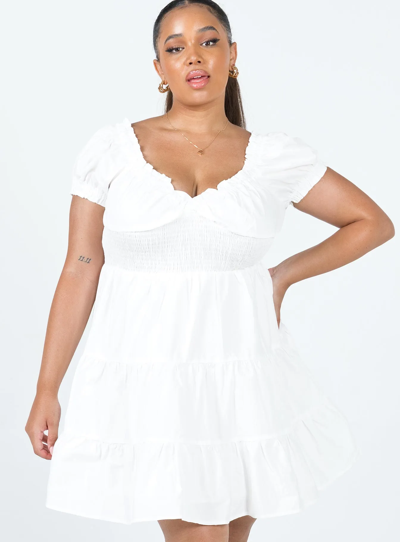 Daniela Mini Dress White Curve Shine Pop Cozy Fashion