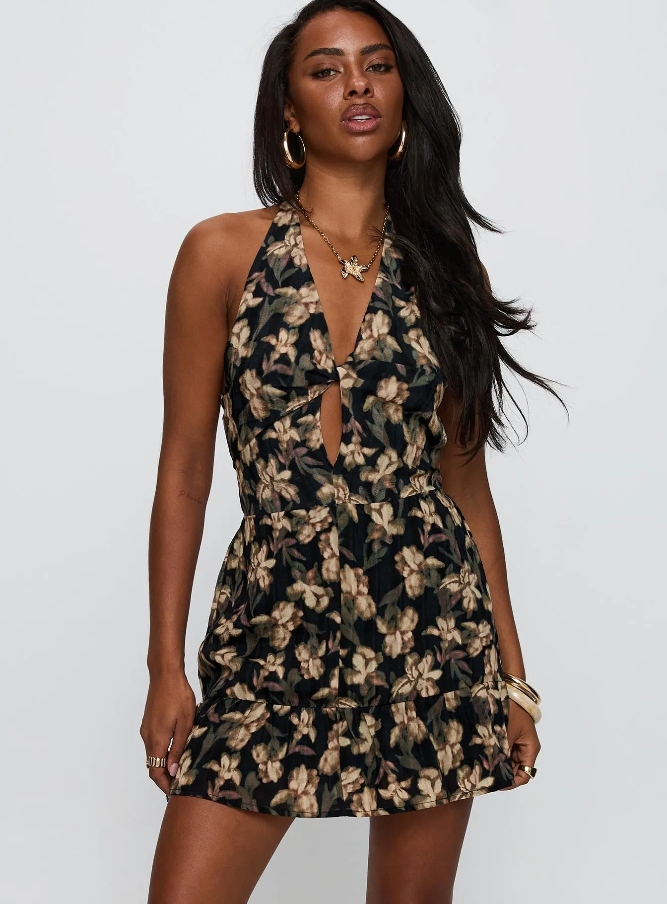 Ivorie Halter Mini Dress Multi Easy-care playful dress Party Soft