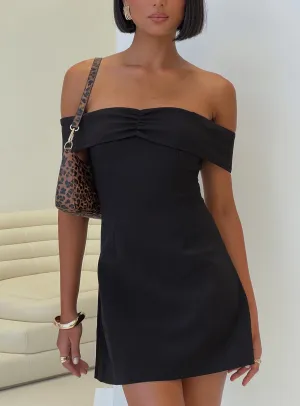 Relaxed Vibe Lanes Off The Shoulder Mini Dress Black