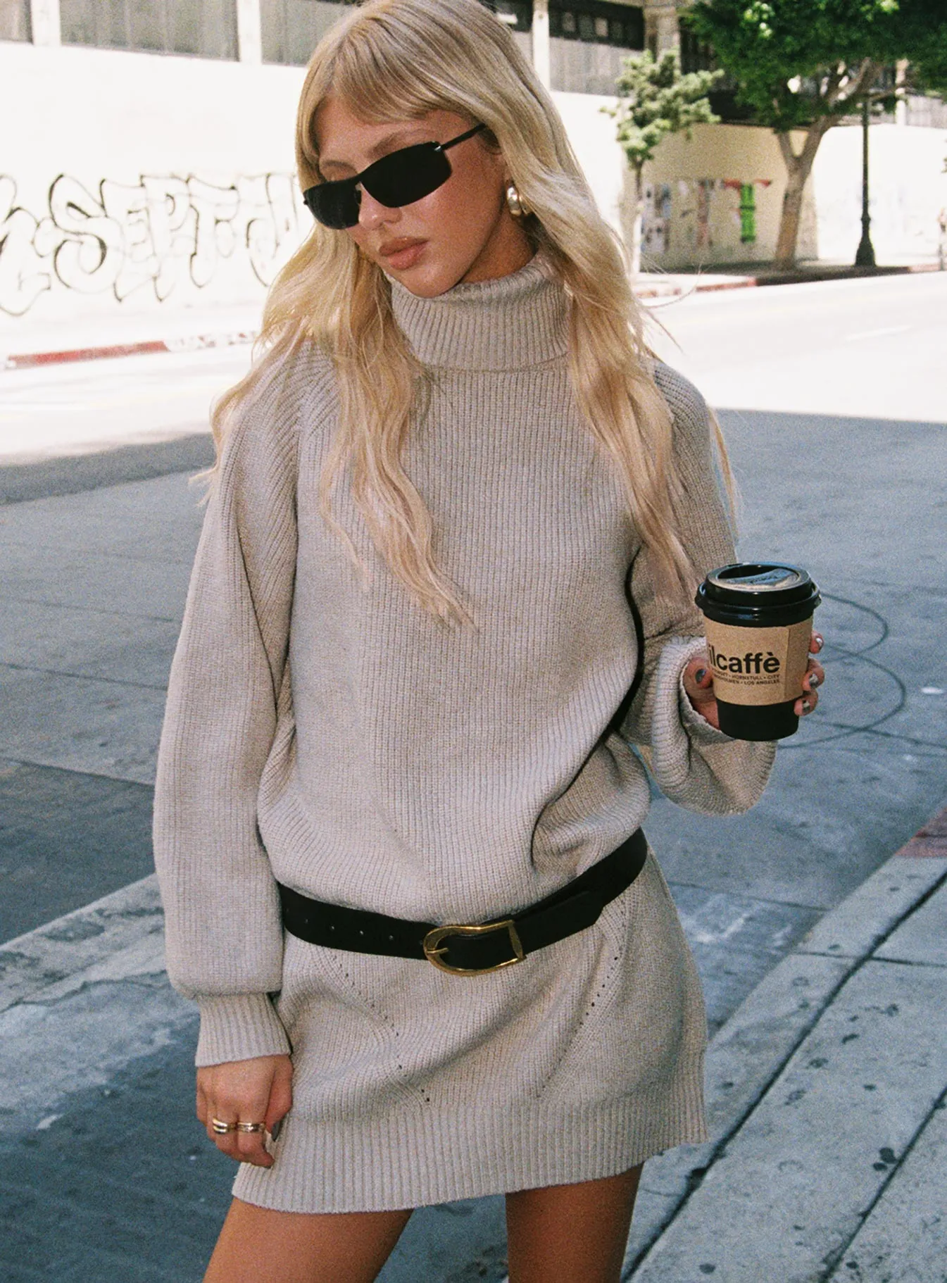 Boho Chic Look Mellow Sweater Dress Cream