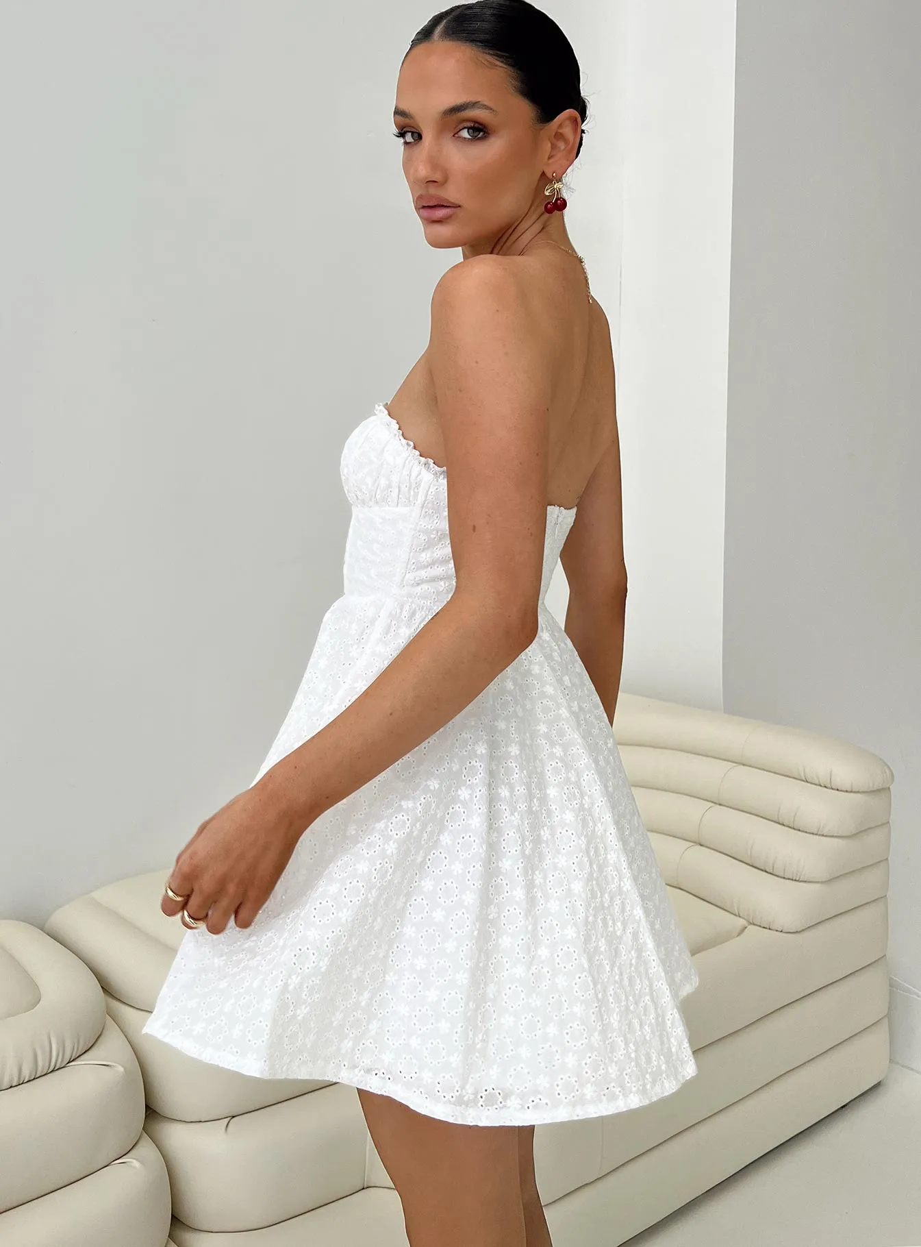 Pop Warm Nataria Strapless Mini Dress White