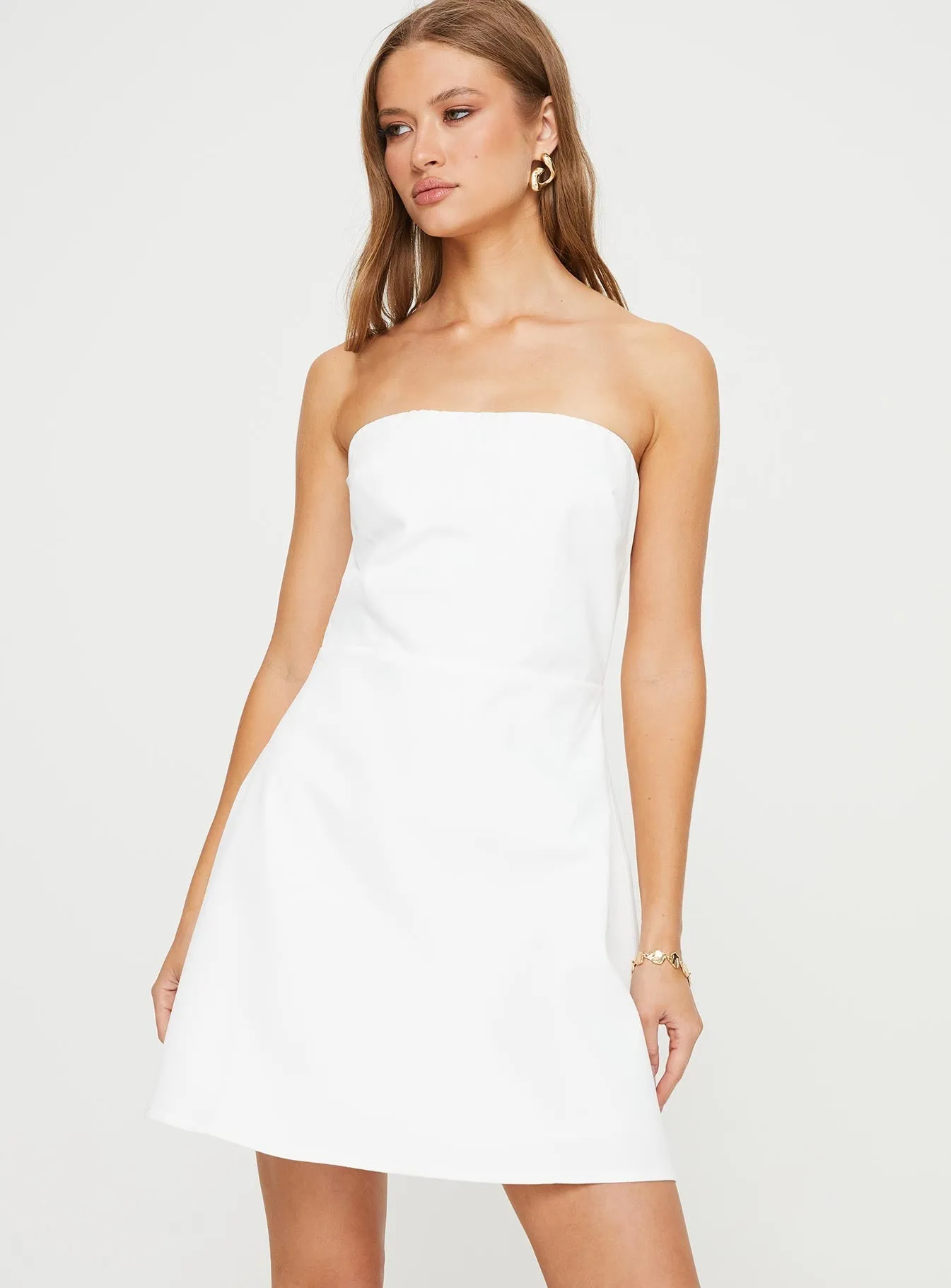 Ostro Strapless Mini Dress White Timeless Fashion Wear