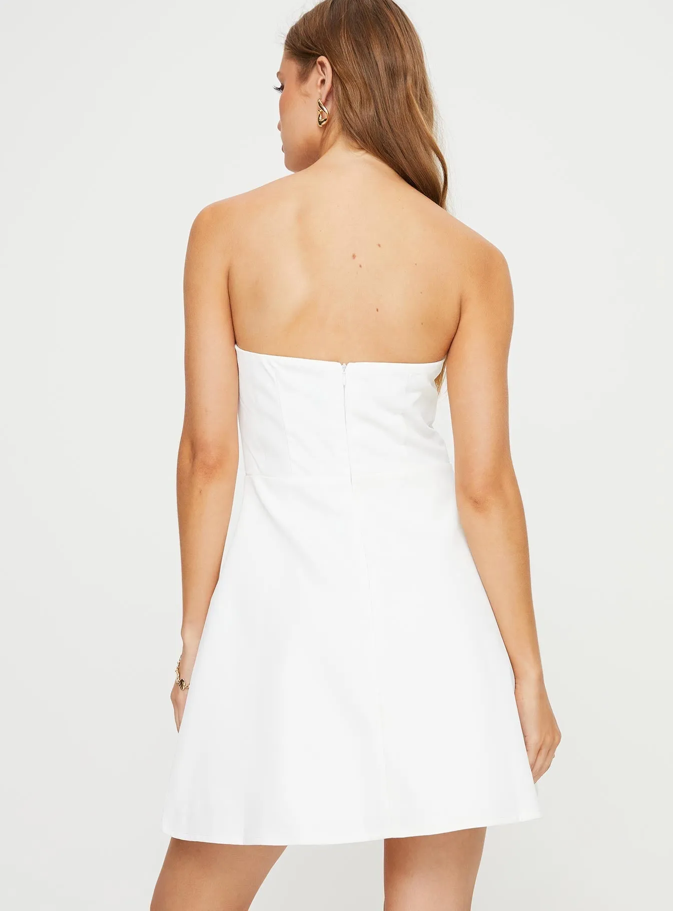 Ostro Strapless Mini Dress White Edge Fresh