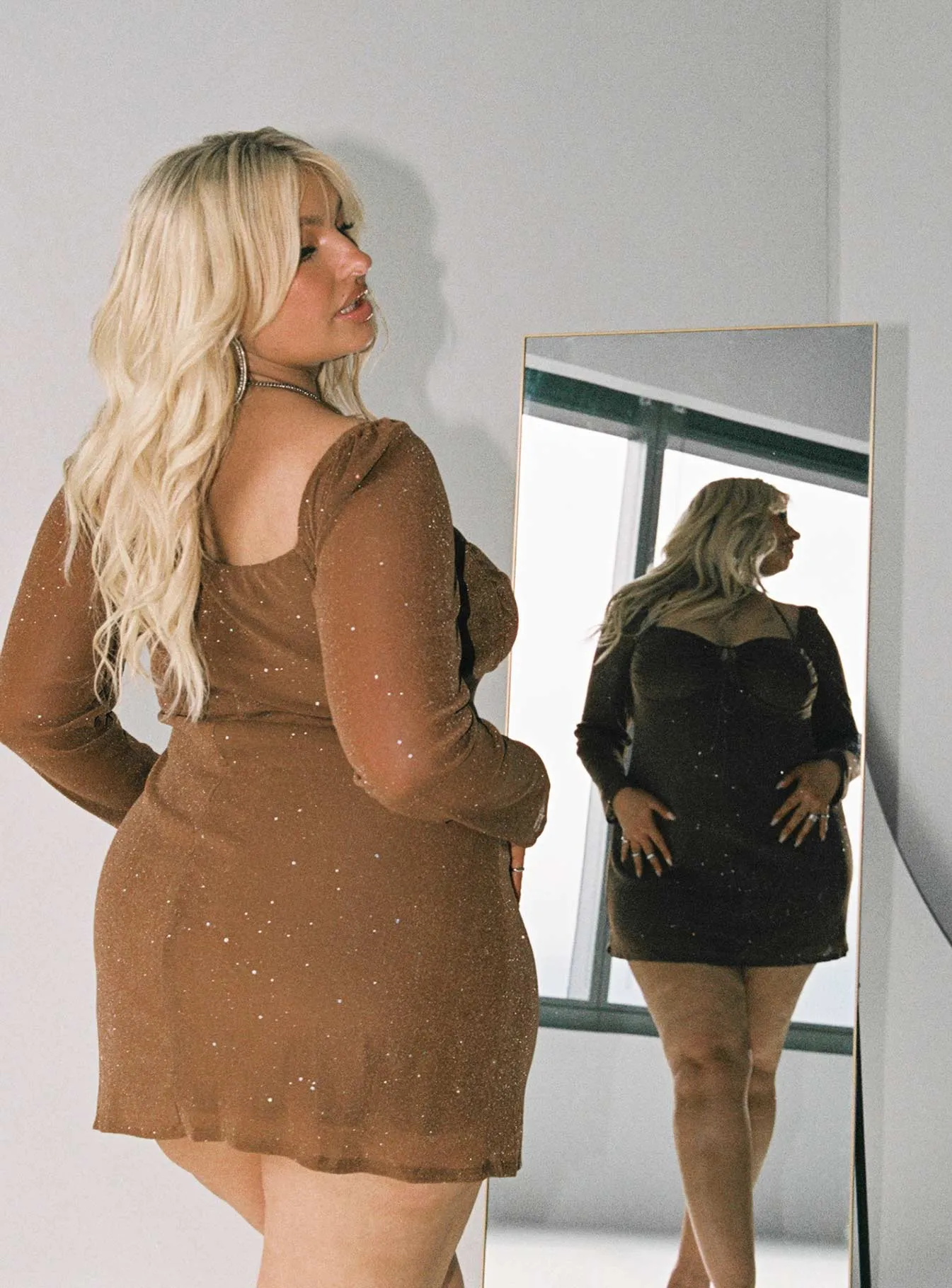 Stassie Mini Dress Brown Curve Chic Wear