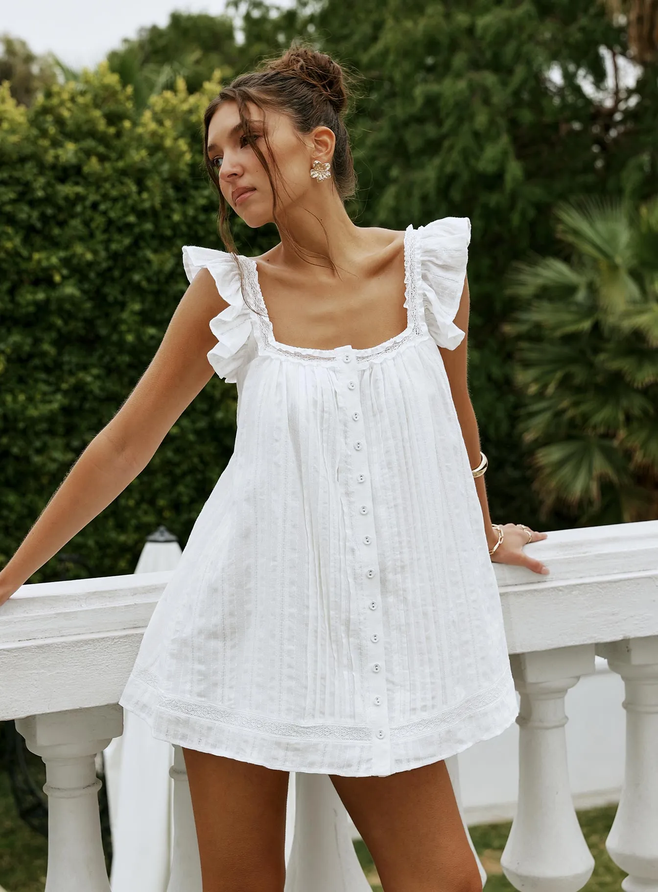 Flirty casual wear Summerland Broiderie Mini Dress White