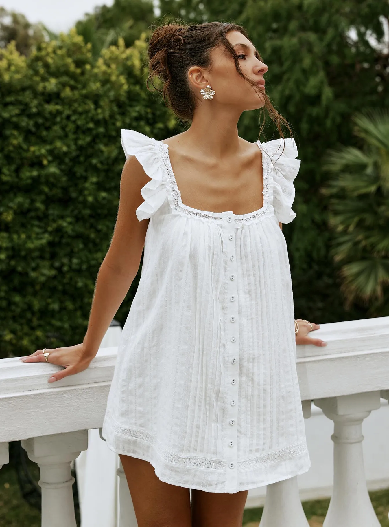 Bohemian style Summerland Broiderie Mini Dress White