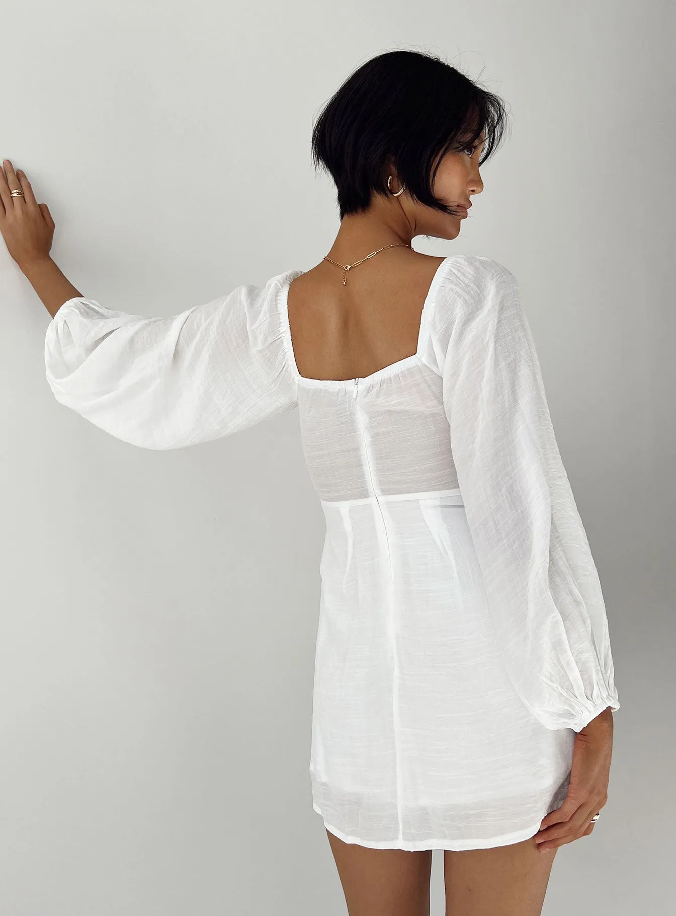 Fishtail Hem Finish Warra Mini Dress White