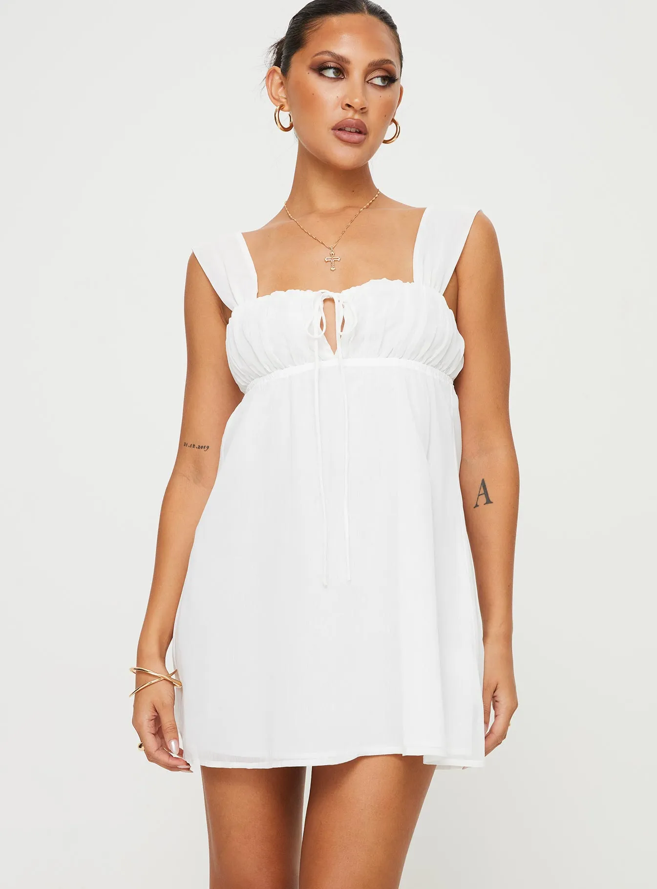 Mooney Mini Dress White Knit Blend Fabric Fashionable above-the-knee gown