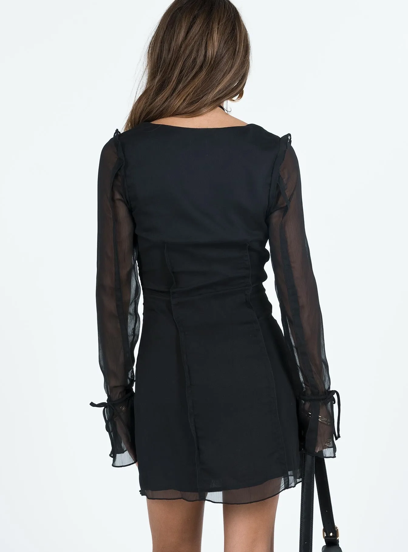 Floral Vibe Zahn Long Sleeve Mini Dress Black
