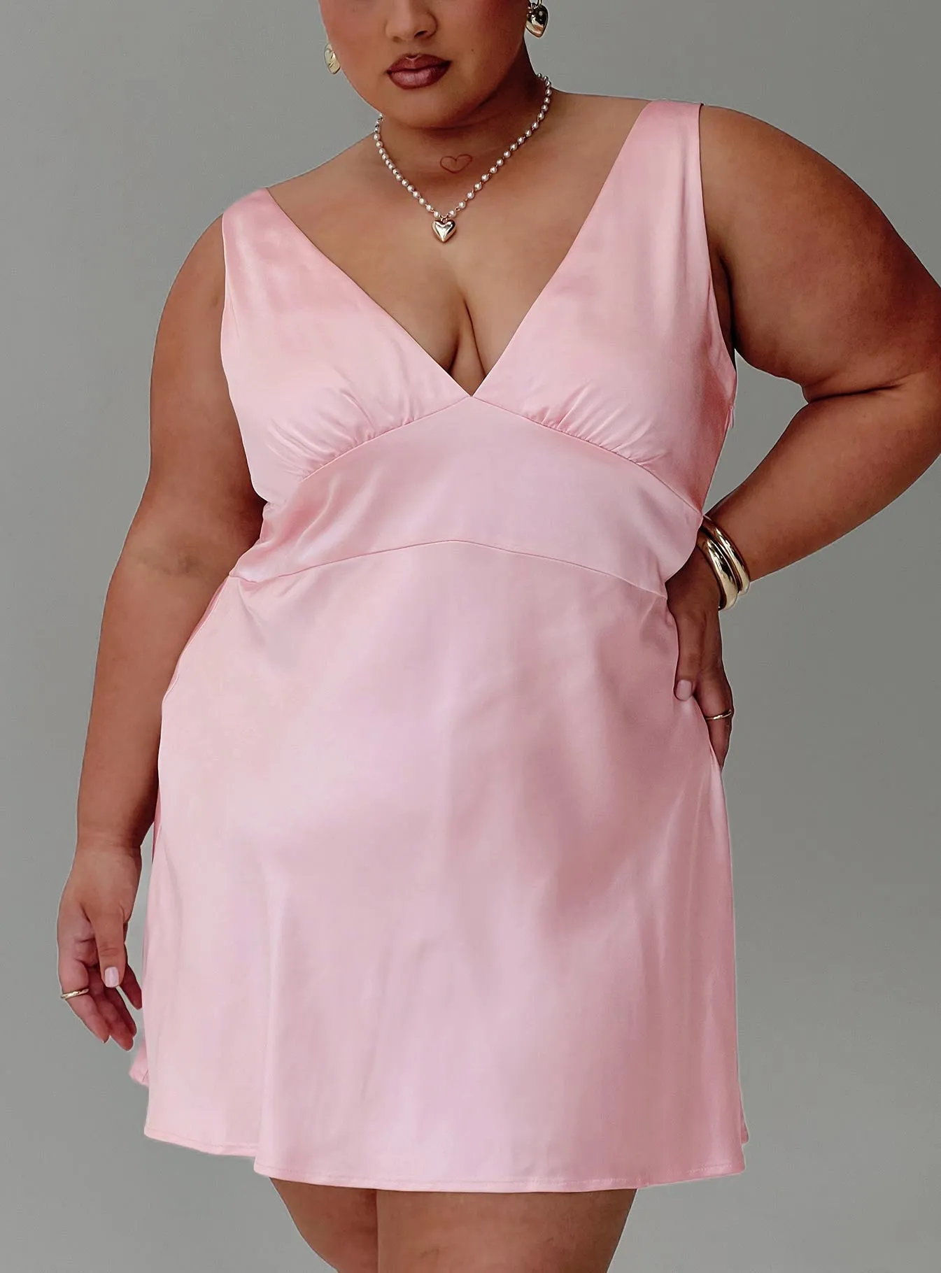Birdette Plunge Mini Dress Pink Floral Wear Summer Style