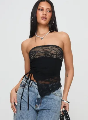 Hidden Storage Pocket Chianti Strapless Top Black