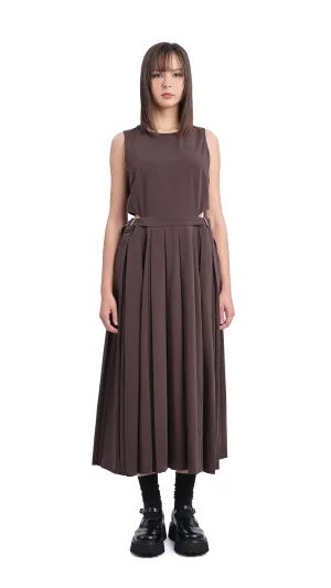 ElasticWaistband Fearless Mode Pleated Cut-out Dress