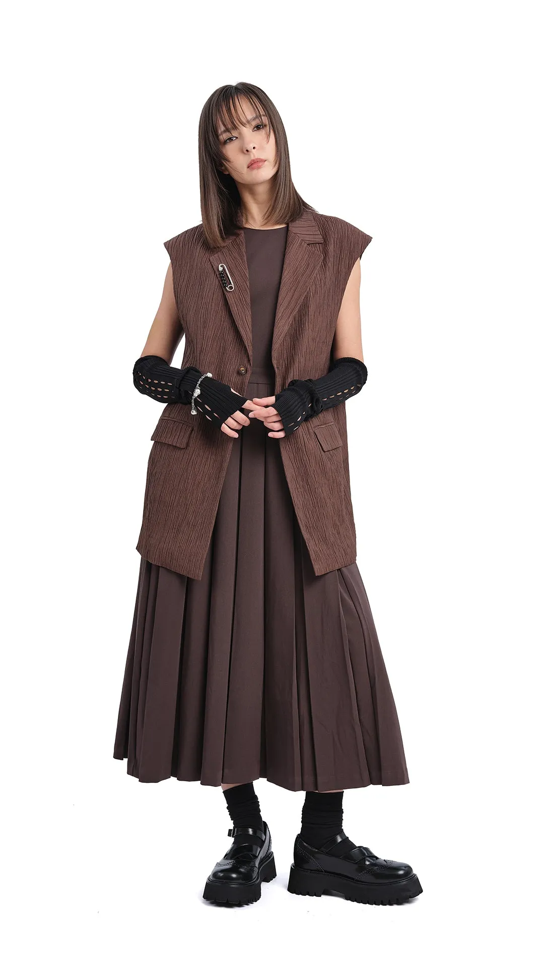 Pleated Cut-out Dress Heart Glow