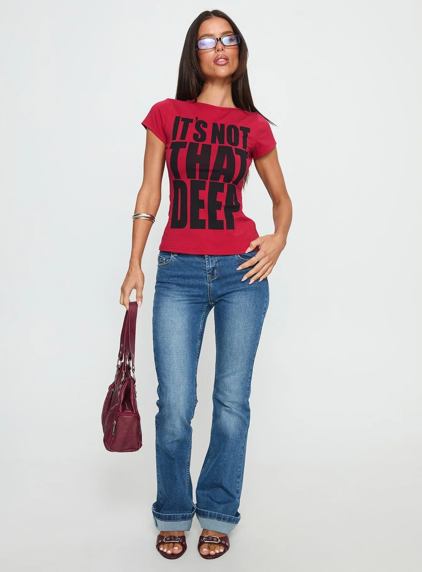 TemperatureRegulating It's Not That Deep Graphic Baby Tee Red