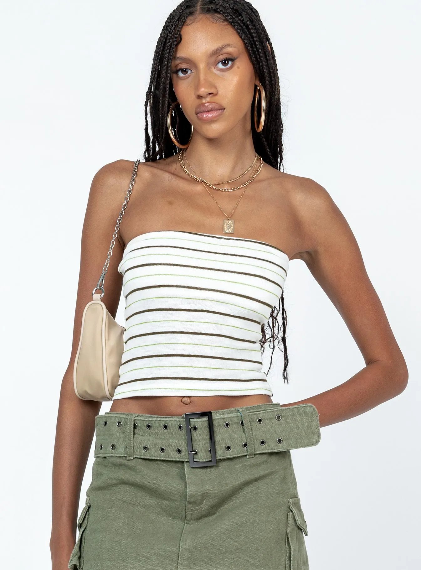 AllDay Comfort Design Basic Dress Devall Strapless Top Cream / Multi