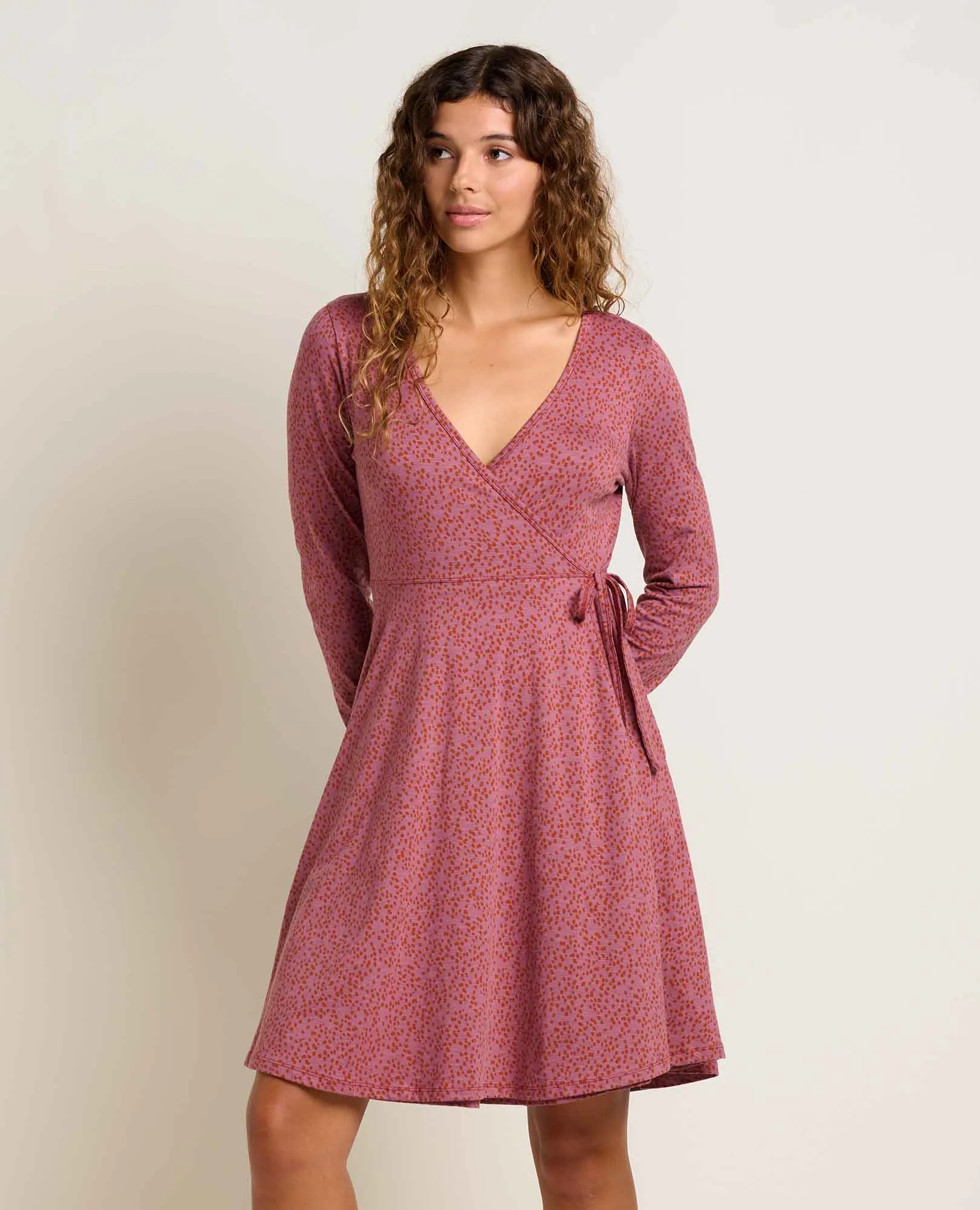 FastDrying Inner Layer Freesia Long Sleeve Wrap Dress