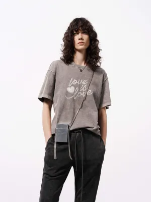 On-the-Go Fashion Heart Print Loose T-shirt
