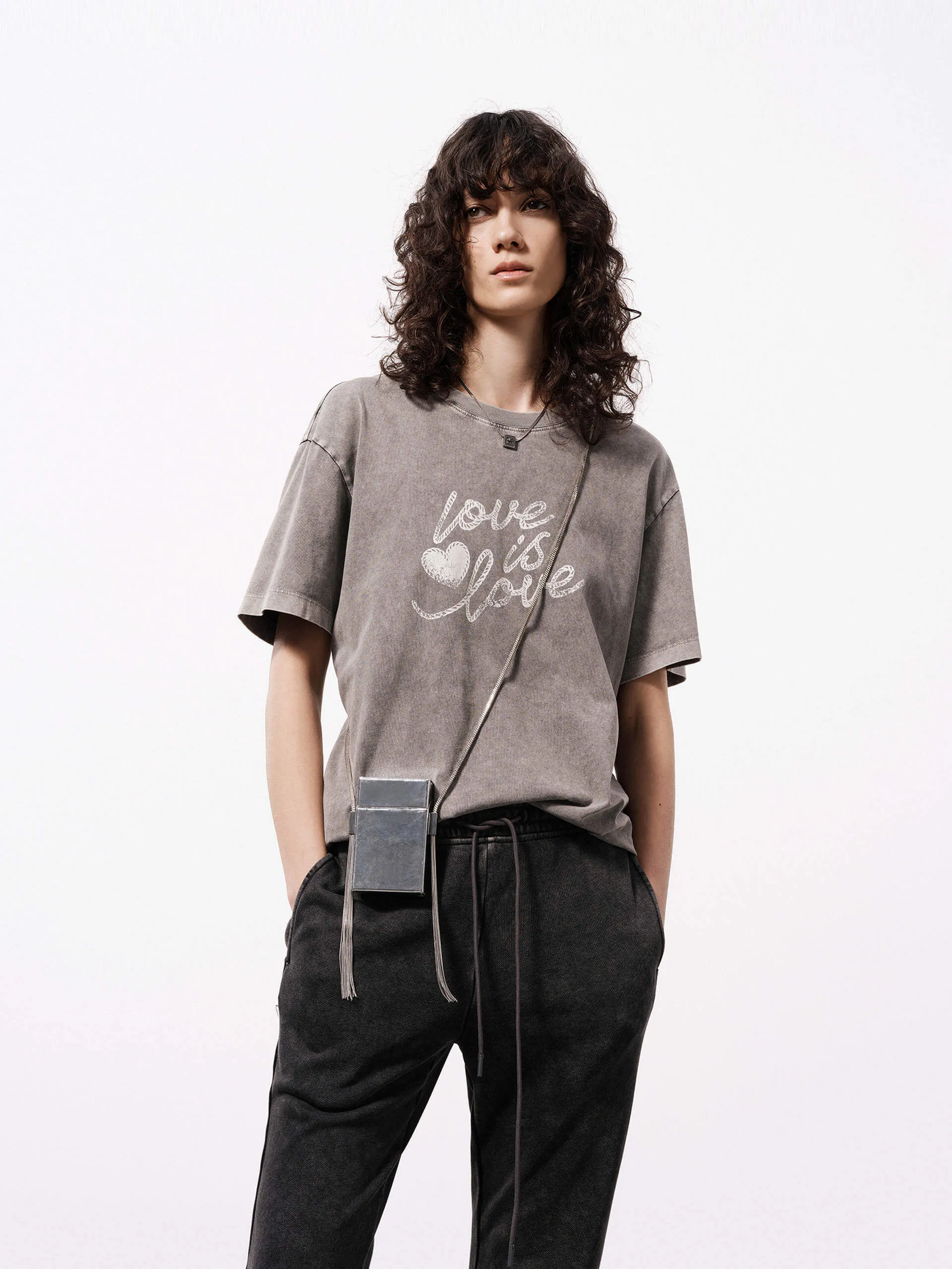 Heart Print Loose T-shirt SeamlessConstruction