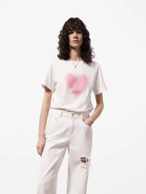 Cotton Heart Print T-shirt Daily Favorite
