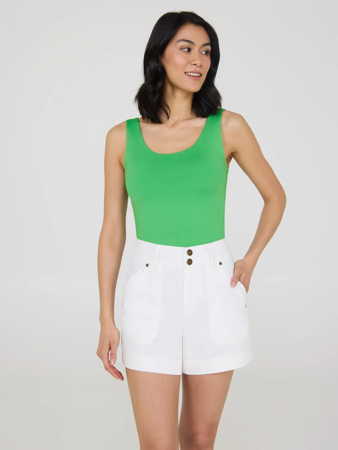 Double Layer Scoop Neck Tank Top Soft Core MoistureControl Fabric