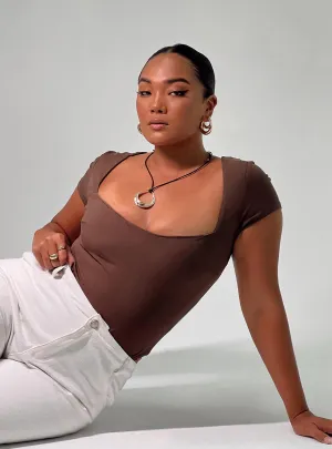 Stretch Event Nolan Short Sleeve Bodysuit Brown