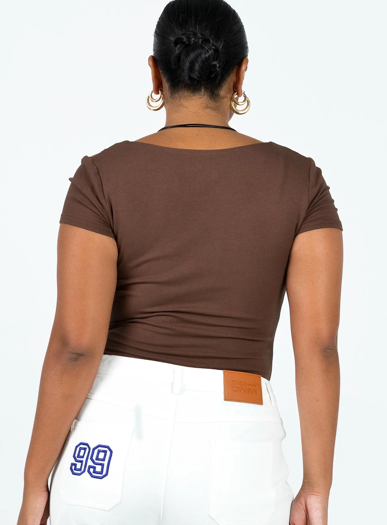 Retro Charming Outdoor Street Nolan Short Sleeve Bodysuit Brown