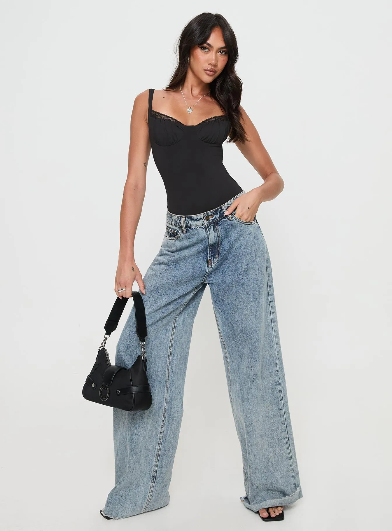 Active Premium Street Home Peekaboo Bodysuit Black