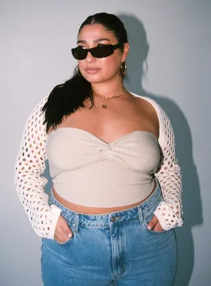 Recycled Polyester Fabric SlimFit Kallista Top Cream Curve