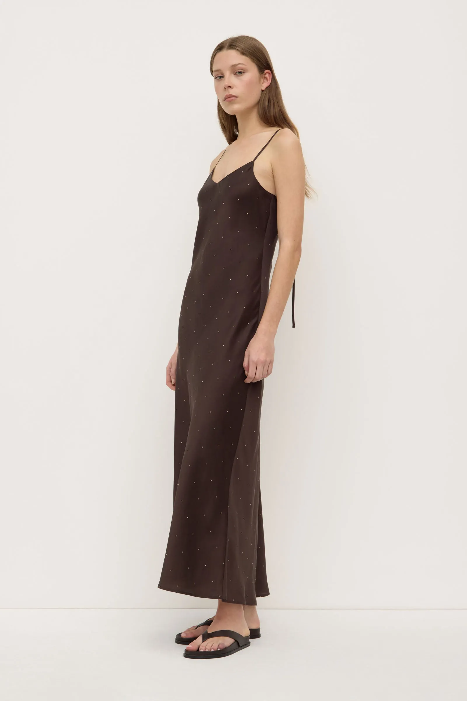 Pippa Dot Silk Slip Dress Nordic Light