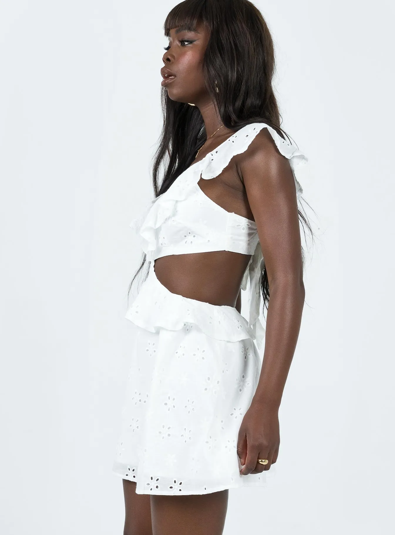 Anti Static Material Glow Sharp Wrenley Mini Dress White