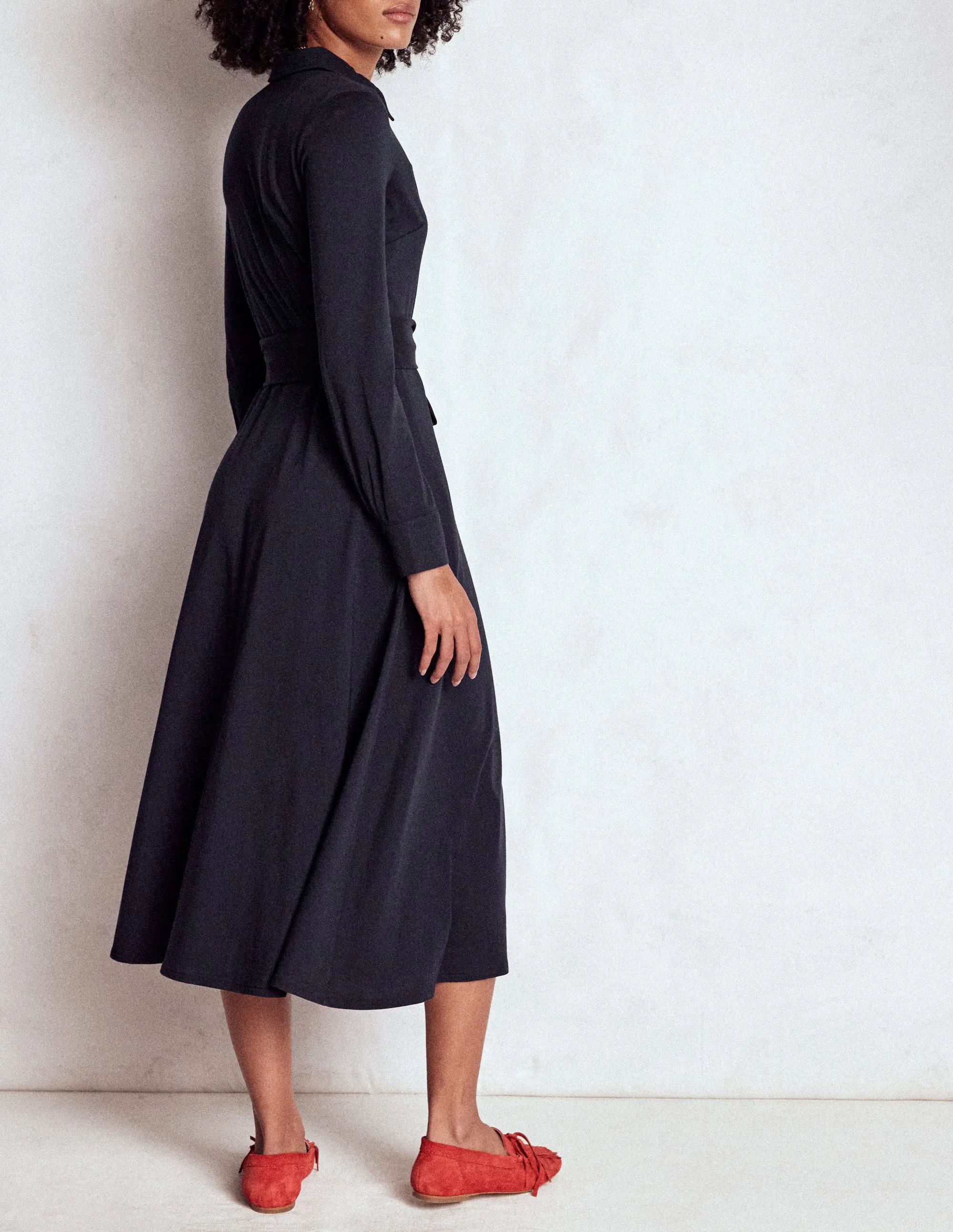 Marcia Jersey Shirt Dress-Navy Chic Outfit Flattering wear