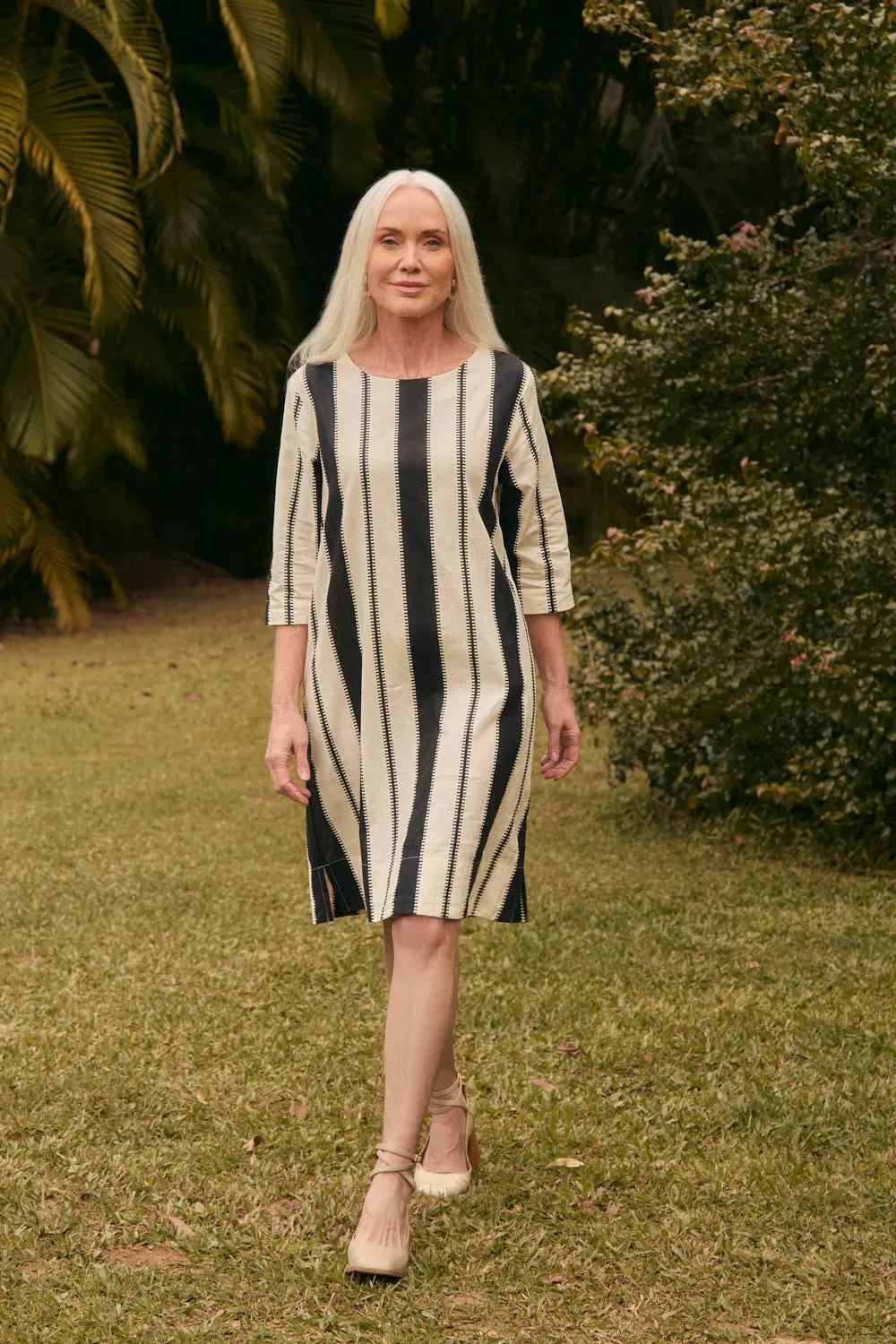 Boatneck Shift Dress in Shibuya Sun Protection Fabric