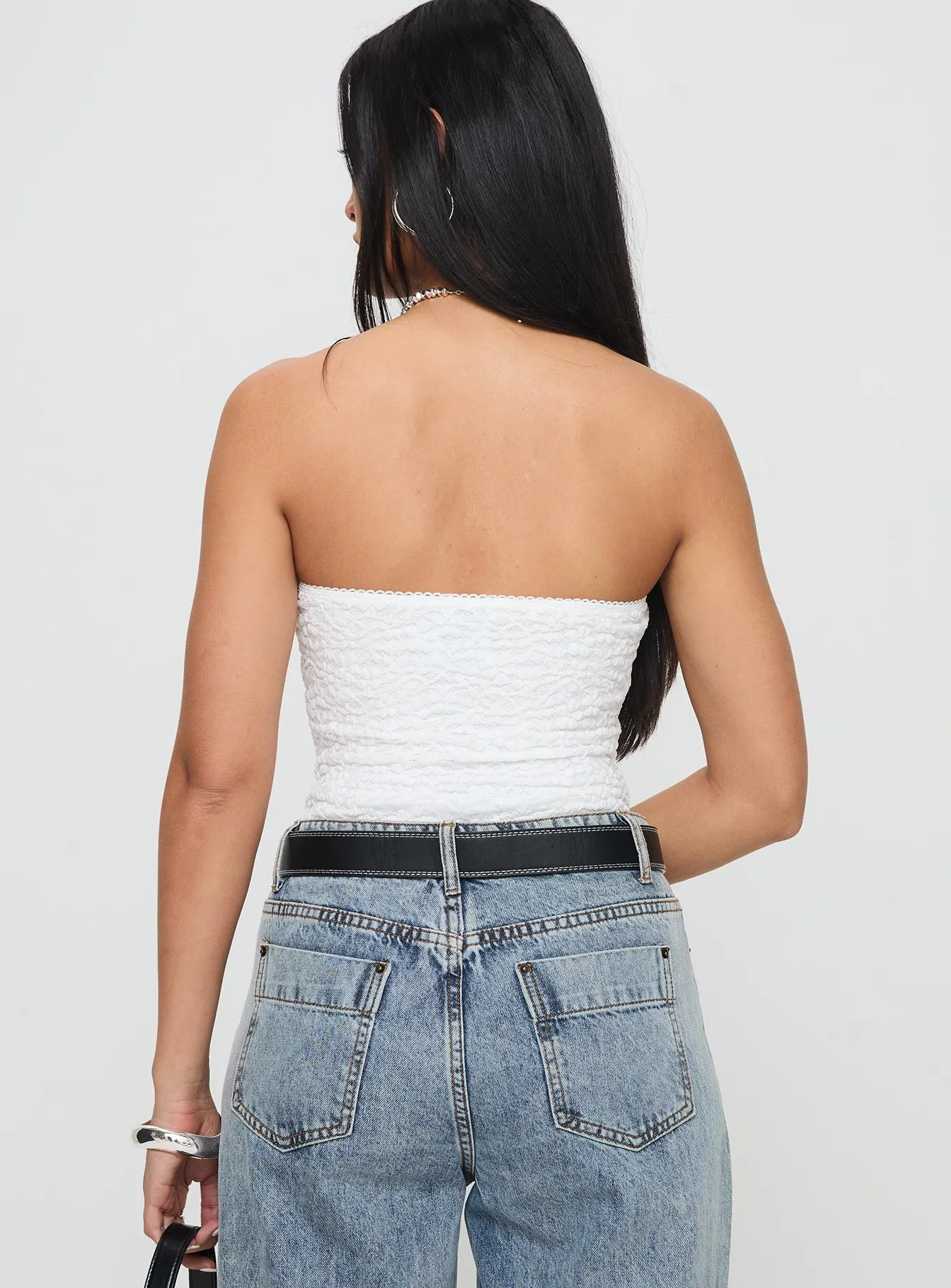 Bristle Strapless Bodysuit White Adjustable Cuff System
