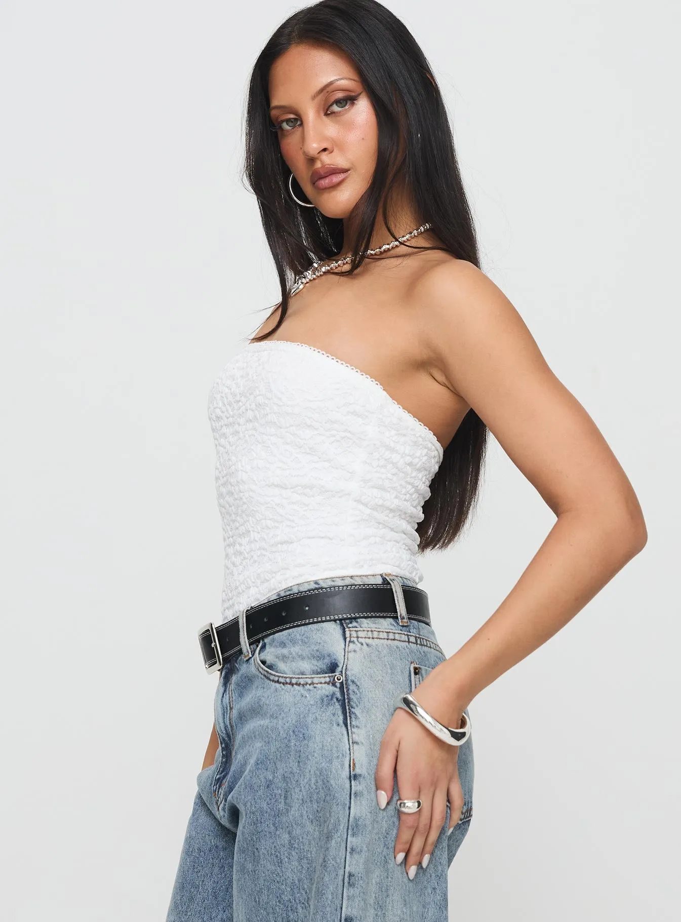 Bristle Strapless Bodysuit White SunProtective